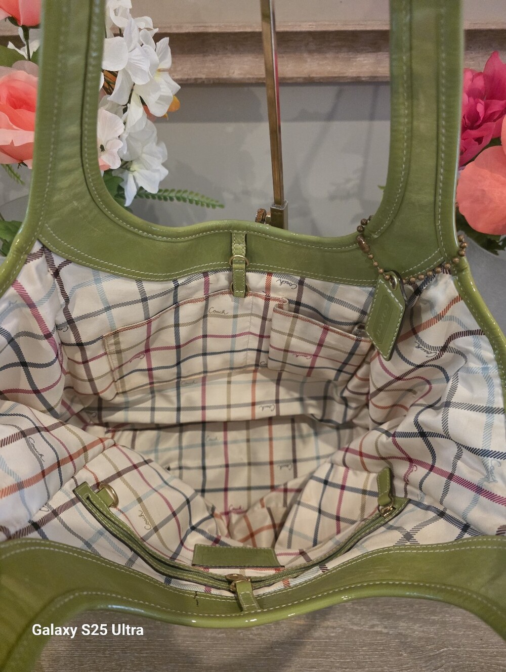 Coach Super Rare Humongus Embossed Trim And Jacqard Belted Ergo - Picture 3 of 9